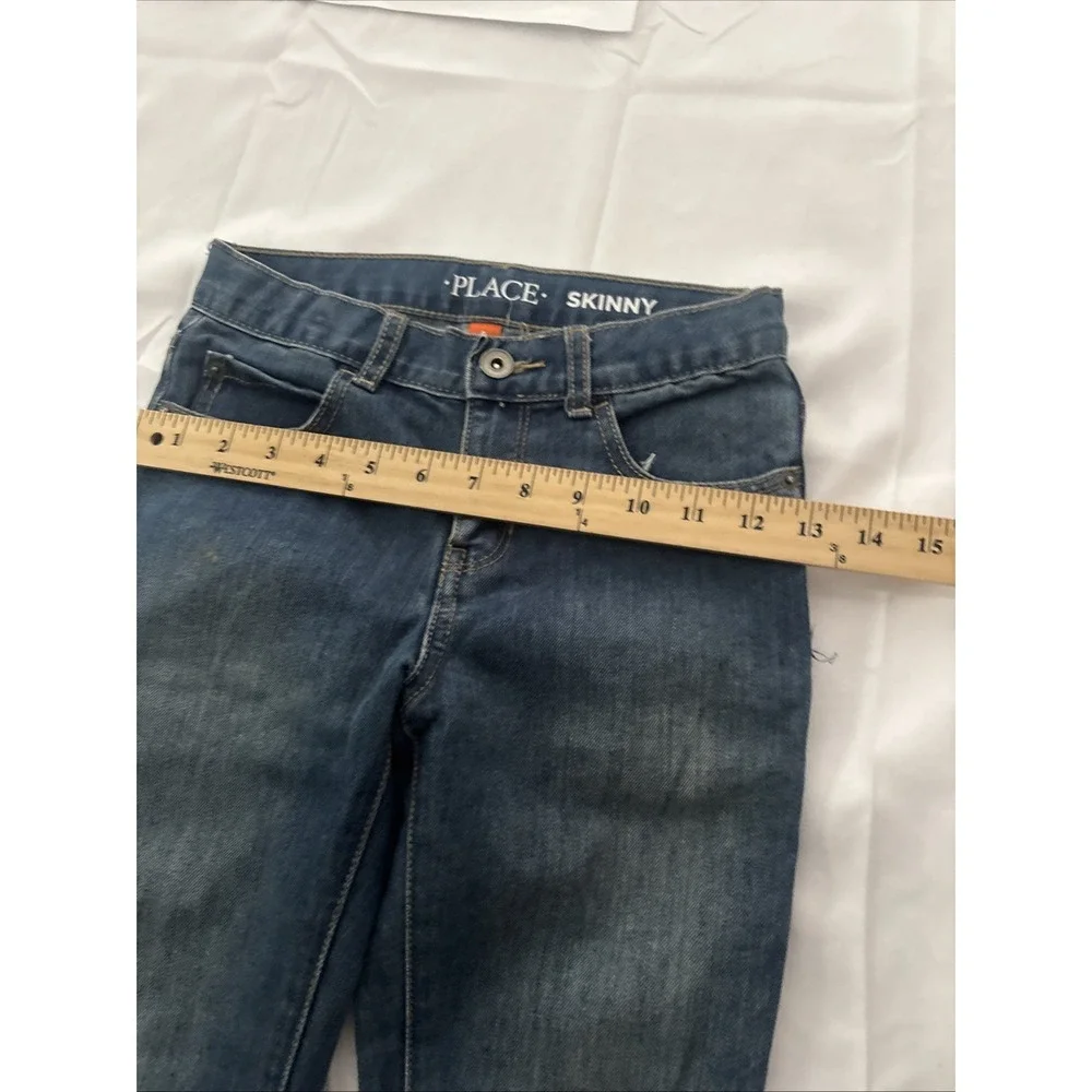 Childrens Place Girls Skinny Jeans Size 8 Adjustable Waist Dark Blue Wash